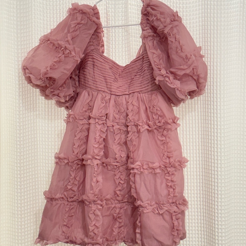 Elegant Pink Ruffled Mini Dress